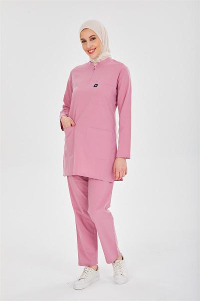 RNK-TST0027 GÜL KURUSU  LİKRALI COMFORT TESETTÜR TAKIM