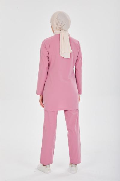 RNK-TST0027 GÜL KURUSU  LİKRALI COMFORT TESETTÜR TAKIM