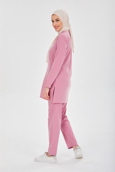 RNK-TST0027 GÜL KURUSU  LİKRALI COMFORT TESETTÜR TAKIM