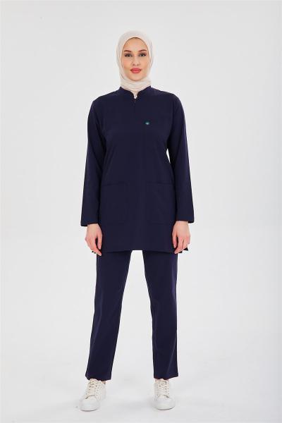 RNK-TST0019 LACİVERT  LİKRALI COMFORT TESETTÜR TAKIM