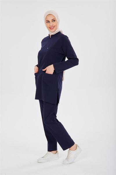 RNK-TST0019 LACİVERT  LİKRALI COMFORT TESETTÜR TAKIM