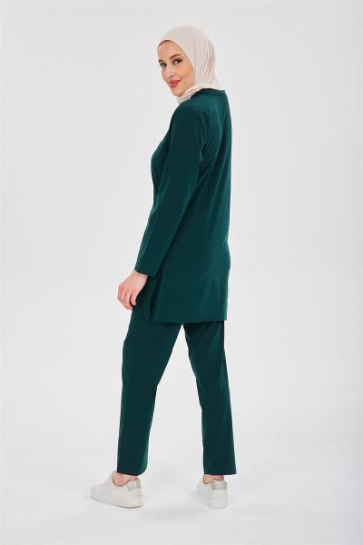 RNK-TST0017 YEŞİL  LİKRALI COMFORT TESETTÜR TAKIM